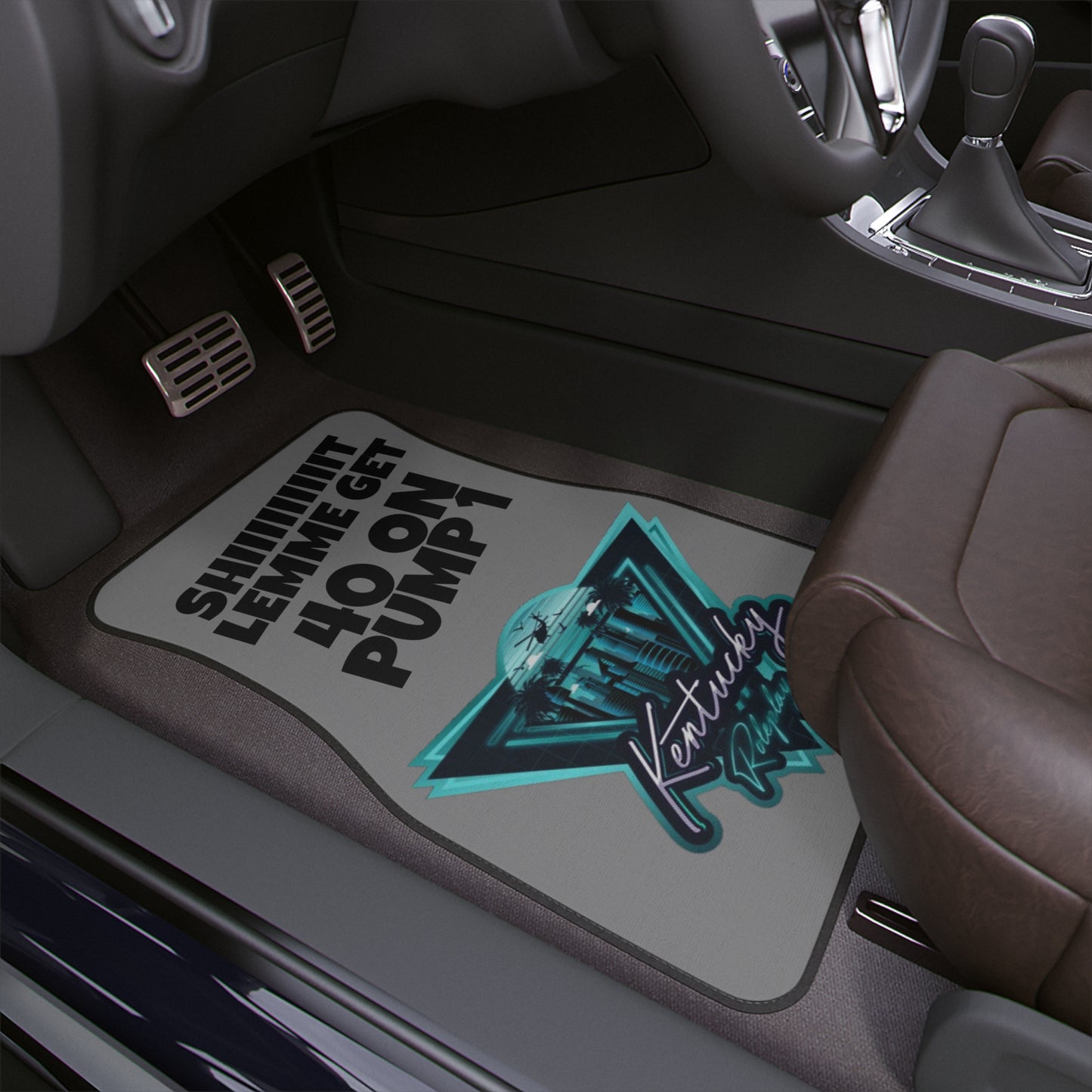 Retro Kentucky Car Floor Mat - Shiiiiiit Lemme Get 40 on Pump 1, Auto Accessories, Car Decor, Unique Gift, Car Enthusiast